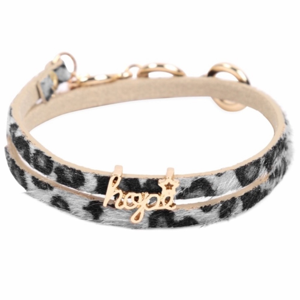 New with Tags Gray Animal Print "Hope" Bracelet